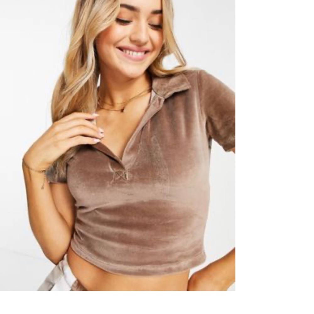 NWT Altard State Velour crop top with collar - super cute!